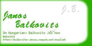 janos balkovits business card